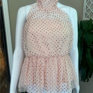 NWOT VENUS Blush Polka Dot Halter Blouse